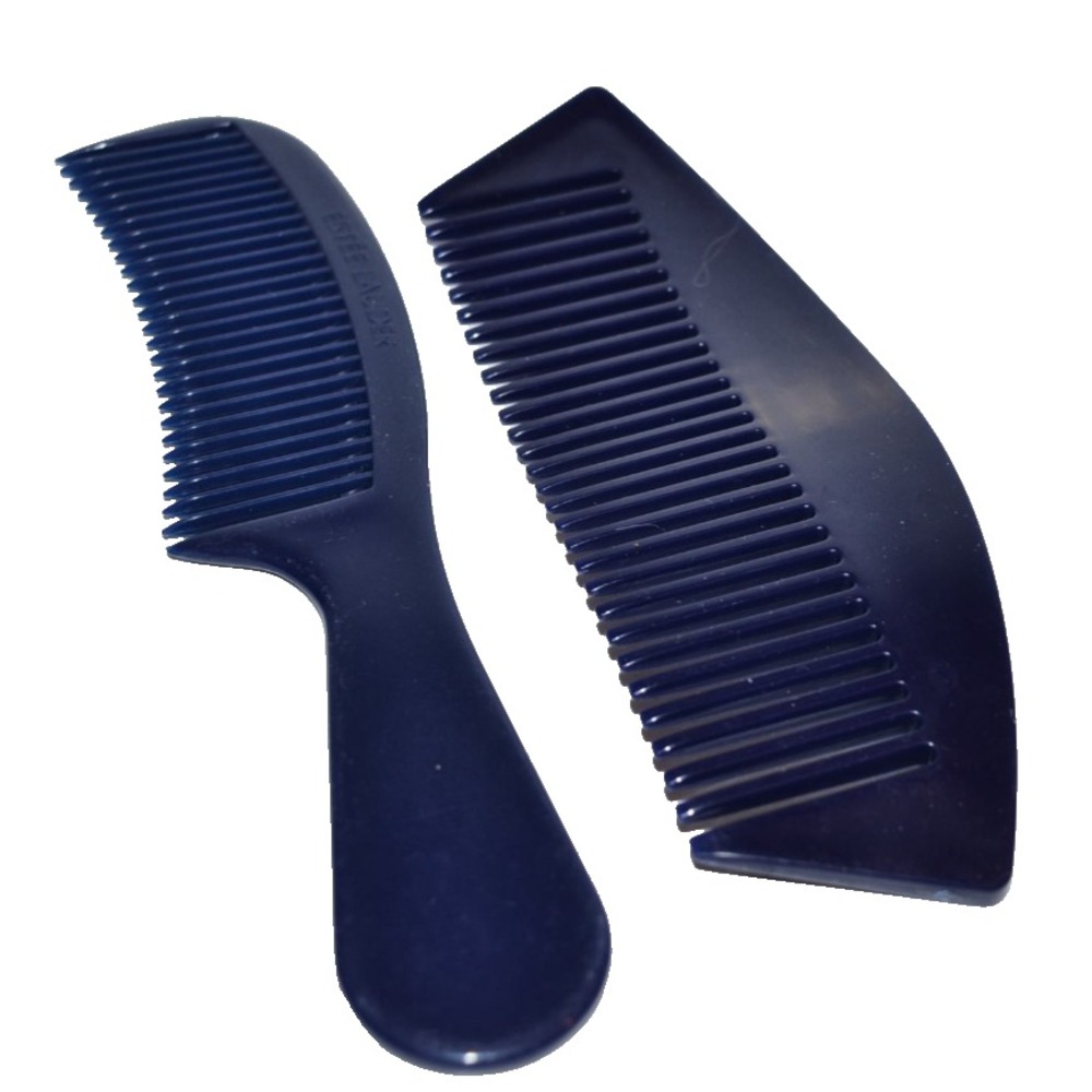 2 Vtg Estee Lauder Hair Comb set Wavy & handled Blue Plastic Retro 80's